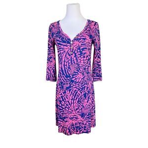 Lilly Pulitzer Alessia T-shirt Dress Pink‎ & Purple in Coral Reef SMALL Colorful